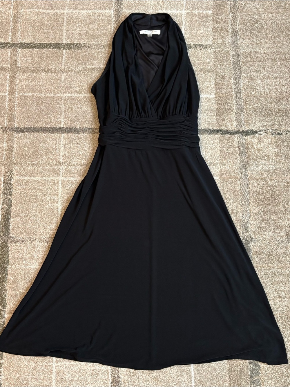 Evan Picone Black Sleeveless Halter Evening Cocktail Flare Dress Size 14